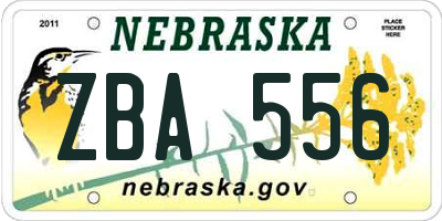 NE license plate ZBA556