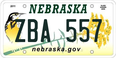 NE license plate ZBA557