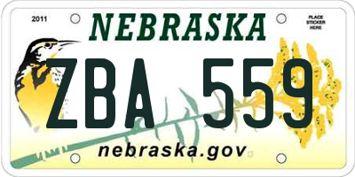 NE license plate ZBA559