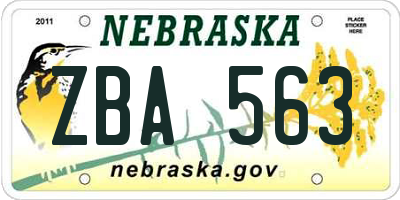 NE license plate ZBA563