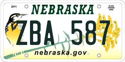 NE license plate ZBA587