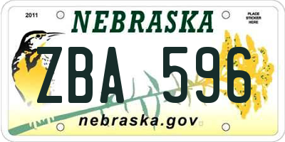 NE license plate ZBA596