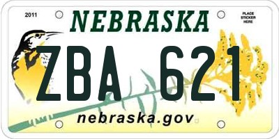 NE license plate ZBA621