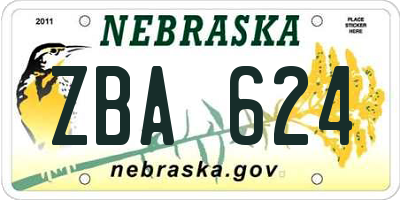 NE license plate ZBA624
