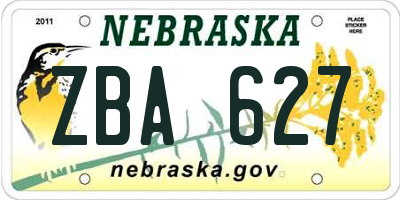 NE license plate ZBA627