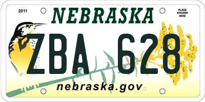 NE license plate ZBA628