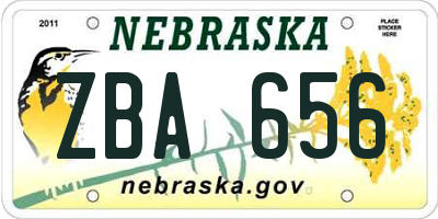 NE license plate ZBA656