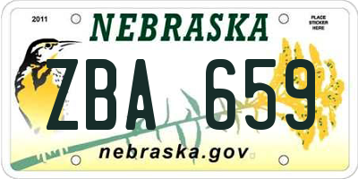 NE license plate ZBA659
