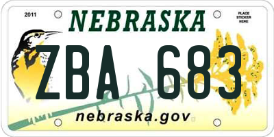 NE license plate ZBA683