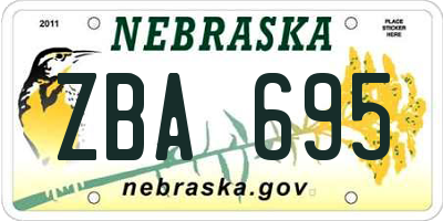 NE license plate ZBA695