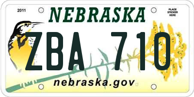 NE license plate ZBA710