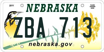 NE license plate ZBA713