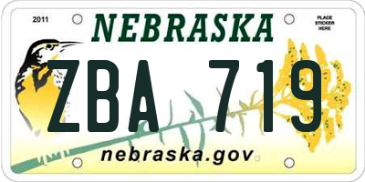 NE license plate ZBA719