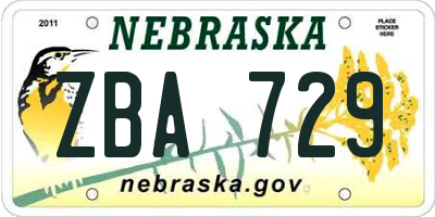 NE license plate ZBA729