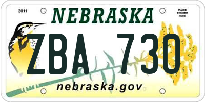 NE license plate ZBA730