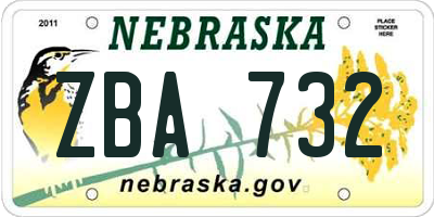 NE license plate ZBA732