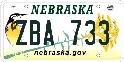 NE license plate ZBA733