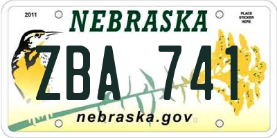 NE license plate ZBA741