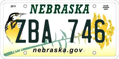 NE license plate ZBA746