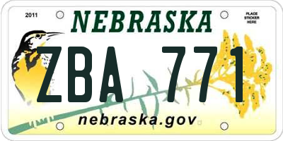 NE license plate ZBA771