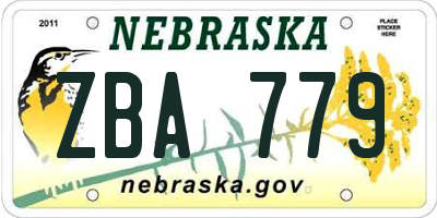 NE license plate ZBA779
