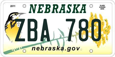NE license plate ZBA780