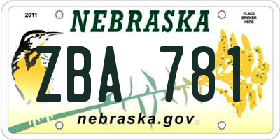 NE license plate ZBA781