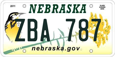 NE license plate ZBA787