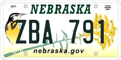 NE license plate ZBA791