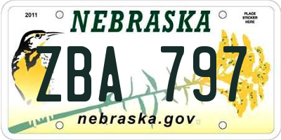 NE license plate ZBA797