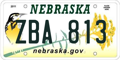 NE license plate ZBA813