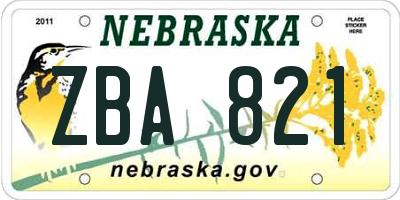 NE license plate ZBA821