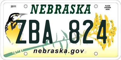 NE license plate ZBA824