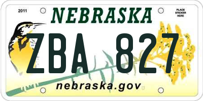 NE license plate ZBA827