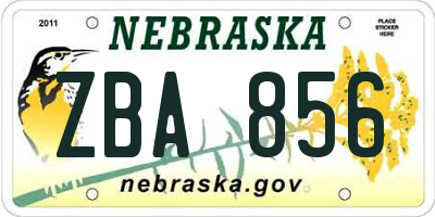 NE license plate ZBA856