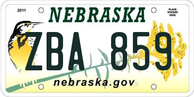 NE license plate ZBA859