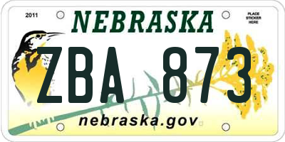 NE license plate ZBA873