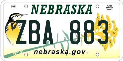 NE license plate ZBA883