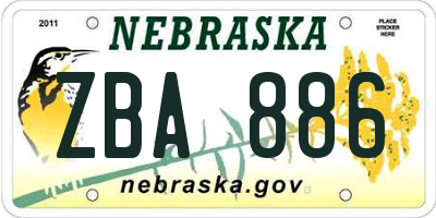 NE license plate ZBA886