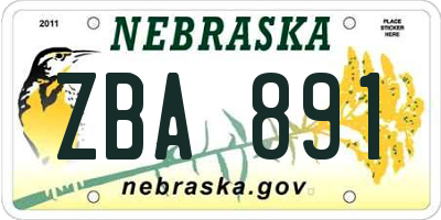 NE license plate ZBA891