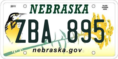NE license plate ZBA895
