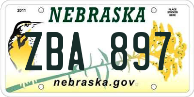 NE license plate ZBA897