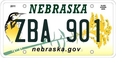 NE license plate ZBA901