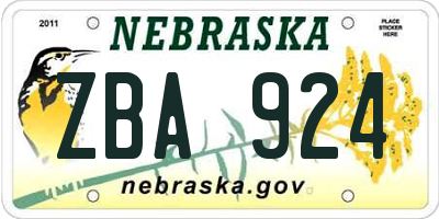 NE license plate ZBA924