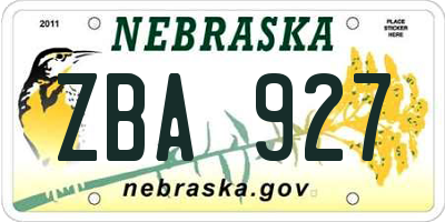 NE license plate ZBA927