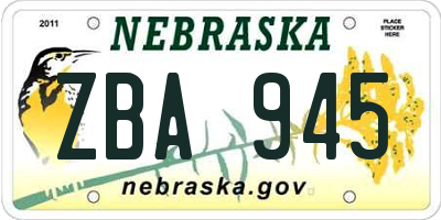 NE license plate ZBA945