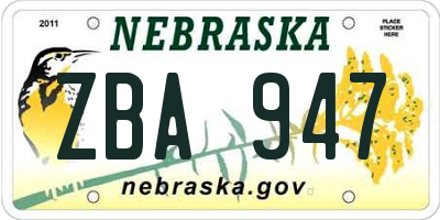 NE license plate ZBA947