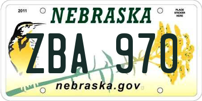 NE license plate ZBA970