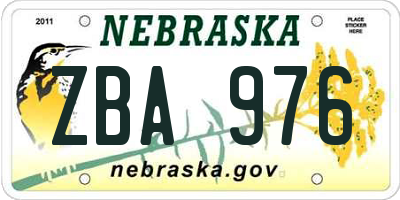 NE license plate ZBA976