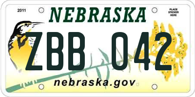 NE license plate ZBB042
